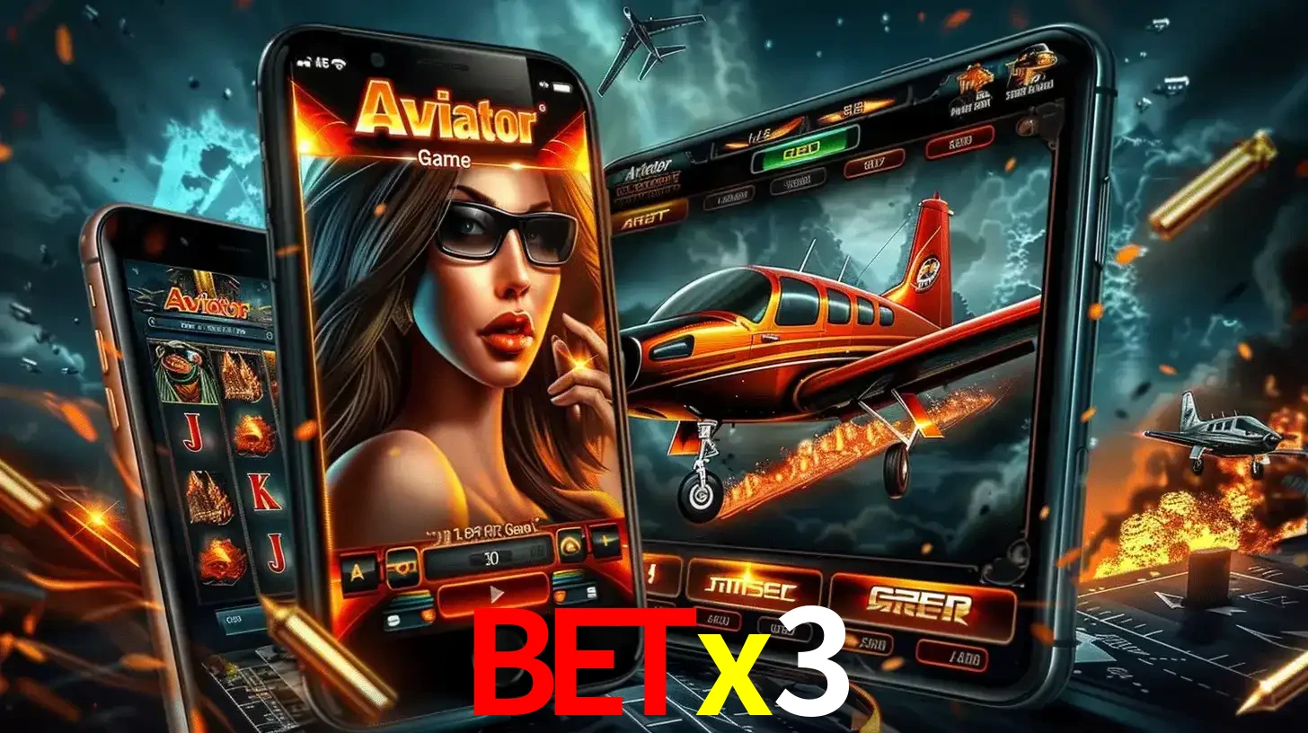 O popular jogo de apostas Aviator exibido em vários celulares e tablets, mostrando a interface emocionante e a ação de voo disponíveis para jogar agora no betx3.