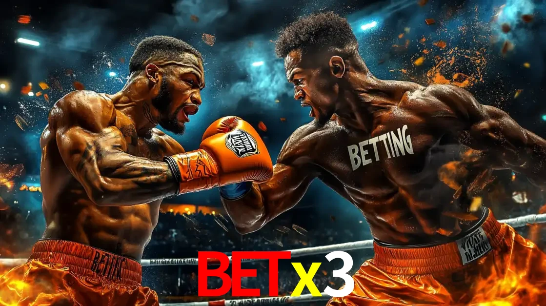 Dois boxeadores em uma luta intensa e explosiva, representando a adrenalina e as oportunidades de apostas em esportes de combate disponíveis na plataforma betx3.