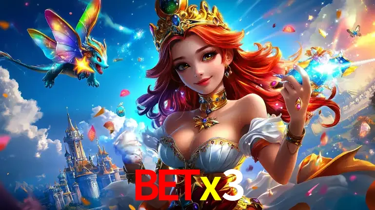 A princesa de um reino de fantasia mágico, com seu pequeno dragão, apresentando um mundo de prêmios encantados nos jogos de caça-níqueis do cassino betx3.